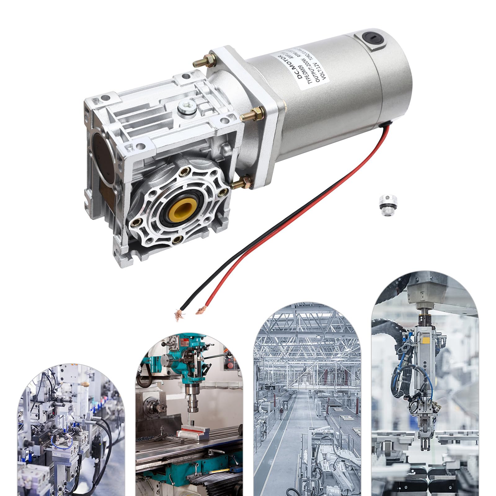Motor de engranaje CC, 12 V de alto par reductor, reductor de engranaje helicoidal, engranaje reductor de engranaje, velocidad de 1800 rpm para equipos, lijadoras, fresadoras, máquinas de impresión