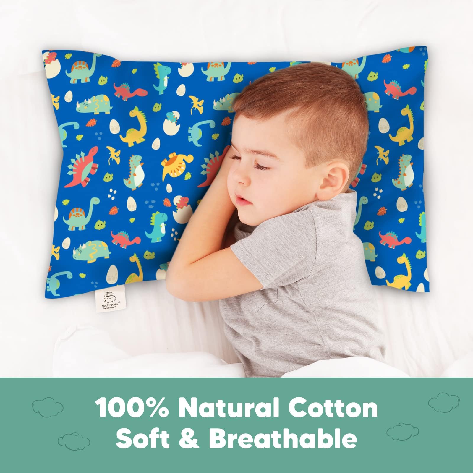 KeaBabies Toddler Pillowcase for 13X18 Pillow - Organic Toddler Pillow Case for Boy, Kids - 100% Natural Cotton Pillowcase for Miniature Sleepy Pillows - Toddler First Pillow - Machine Washable