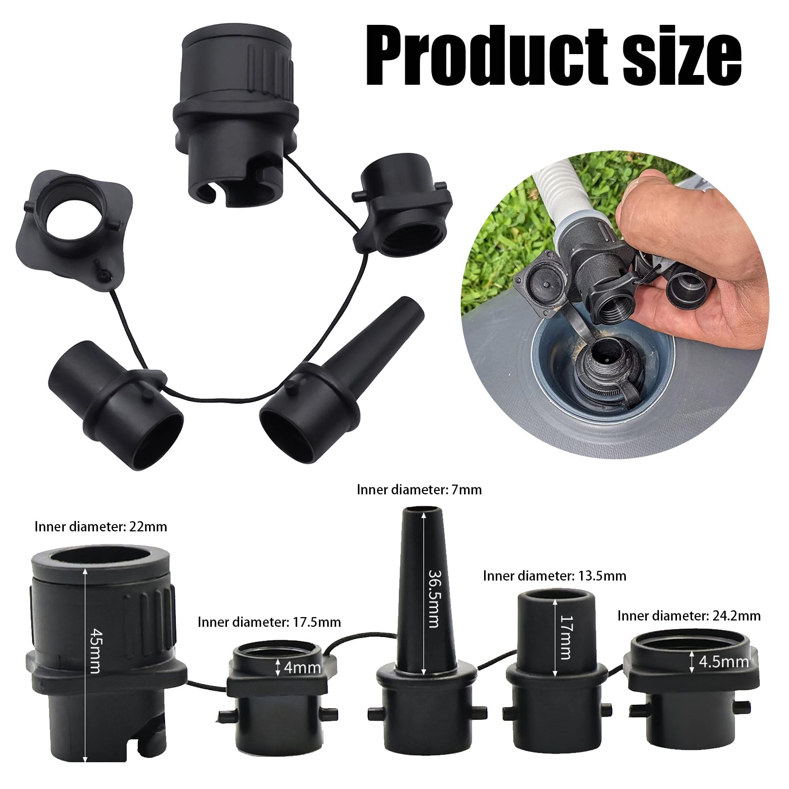 Luftpumpe Adapter,Luftpumpe Luftmatratze mit 4 Stück Luftdüse,Universeller Ventiladapter für SUP,Boot Kajak,Schnellanschluss,Ventil,für konventionelle Luftpumpe Küche, Haushalt & Wohnen