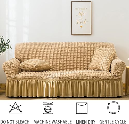 Miniatura 10 de Funda elástica para sillón de fácil ajuste con falda, duradera, lavable, universal, de alta elasticidad, protector de muebles para niños, mascotas