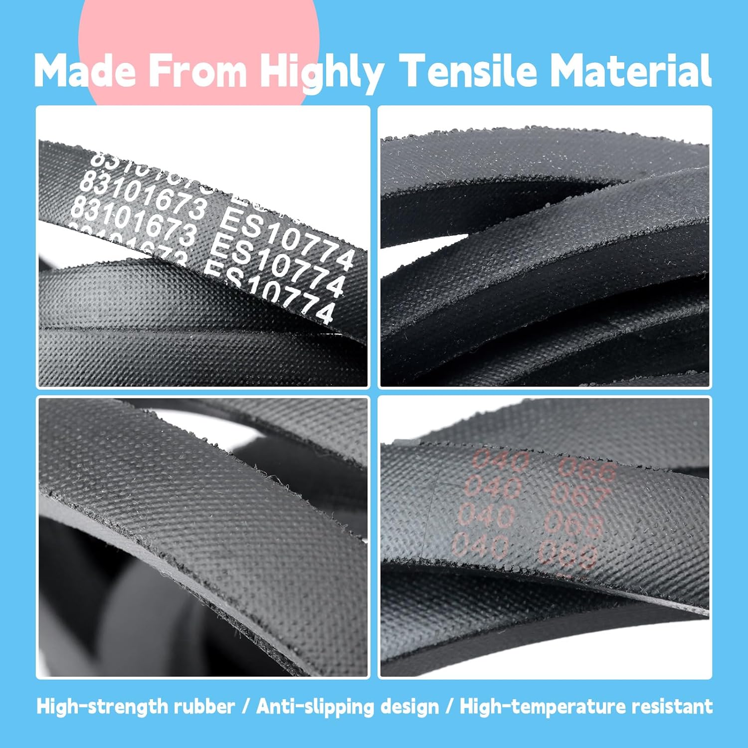 4Pcs 83101673 Main Drive Belt Replacement for Kuhn GMD66 GMD77 GMD500 for New Holland 465 463 462 452 442 for John Deere 260 270 Disc Mower Replace ES10774 274224 Lawn Mowers Deck V-Belt