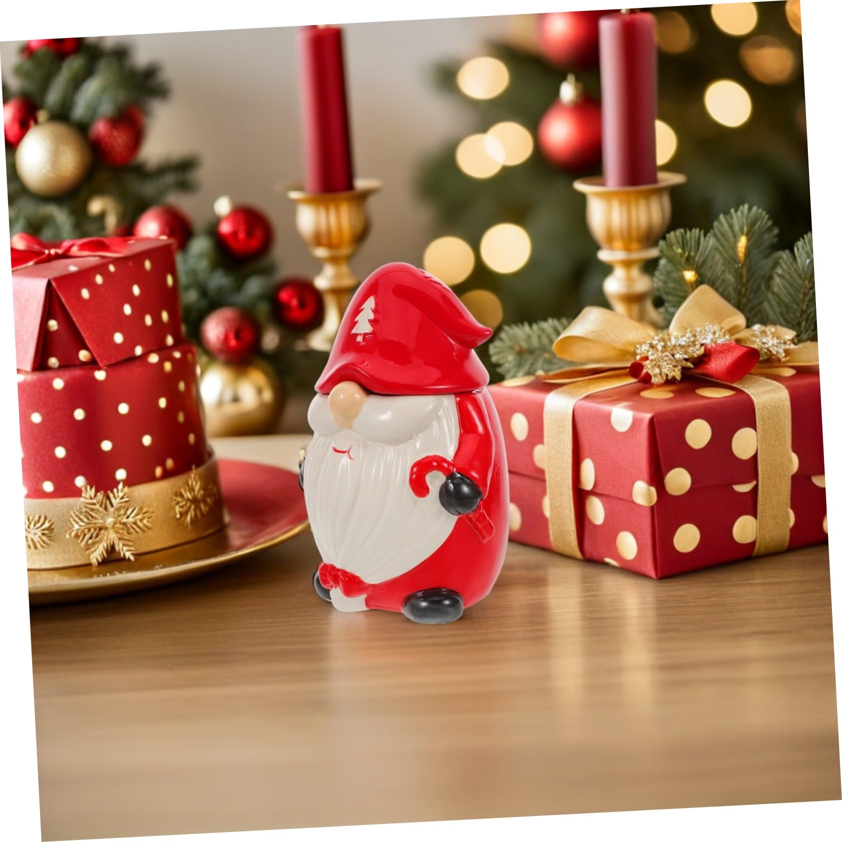 PRETYZOOM Boîte Céramique à Biscuits Forme Sapin de Noël avec Couvercle, Contenant Décoratif pour Snacks et Sucreries