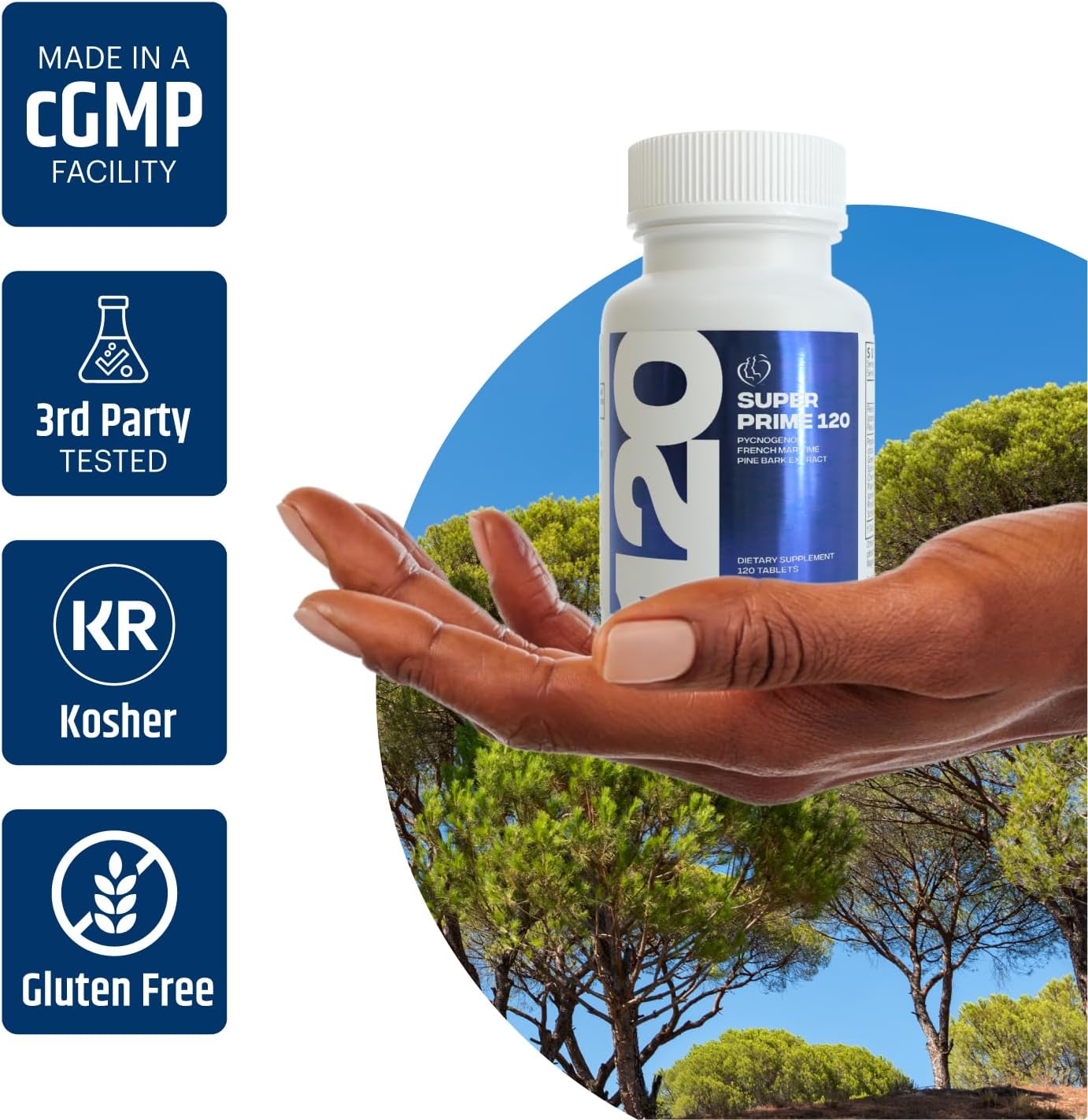 Kaire Super Maritime Prime 120 - Quick Release Tablets – 60mg Pycnogenol® French Maritime Pine Bark Extract Per Serving – Herbal Support Complex