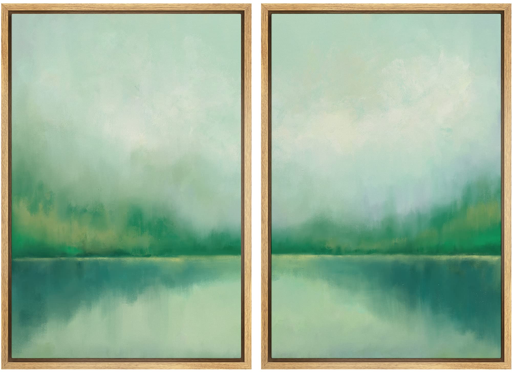 MUDECOR Framed Canvas Print Wall Art Set Watercolor Pastel Green Tan Landscape Abstract Shapes Illustrations Modern Art Decorative Contemporary for Living Room, Bedroom, Office - 16"x24"x2 Natural — view 60