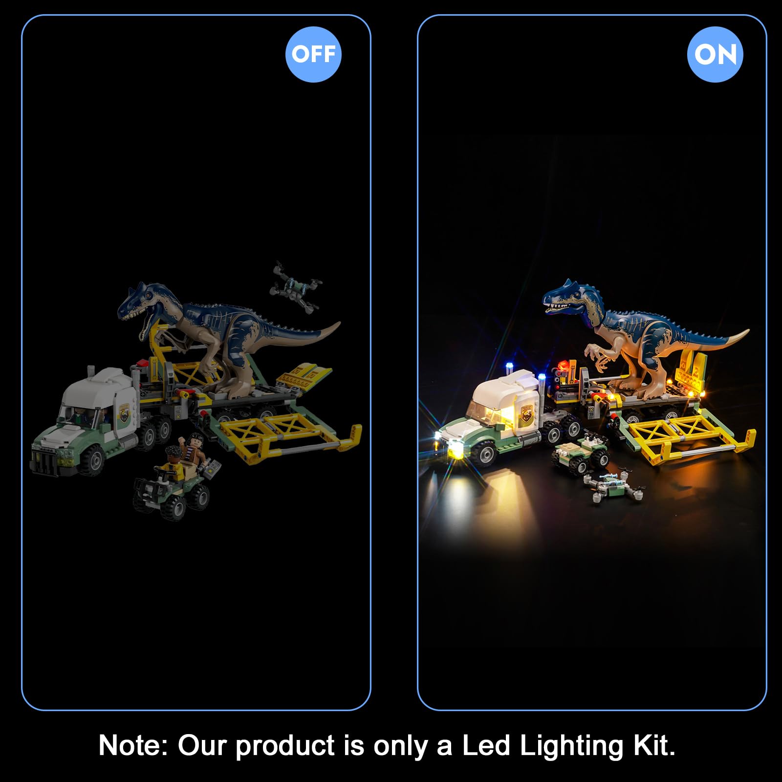 Light Kit for Lego Jurassic World Dinosaur Missions: Allosaurus Transport Truck - Image 3