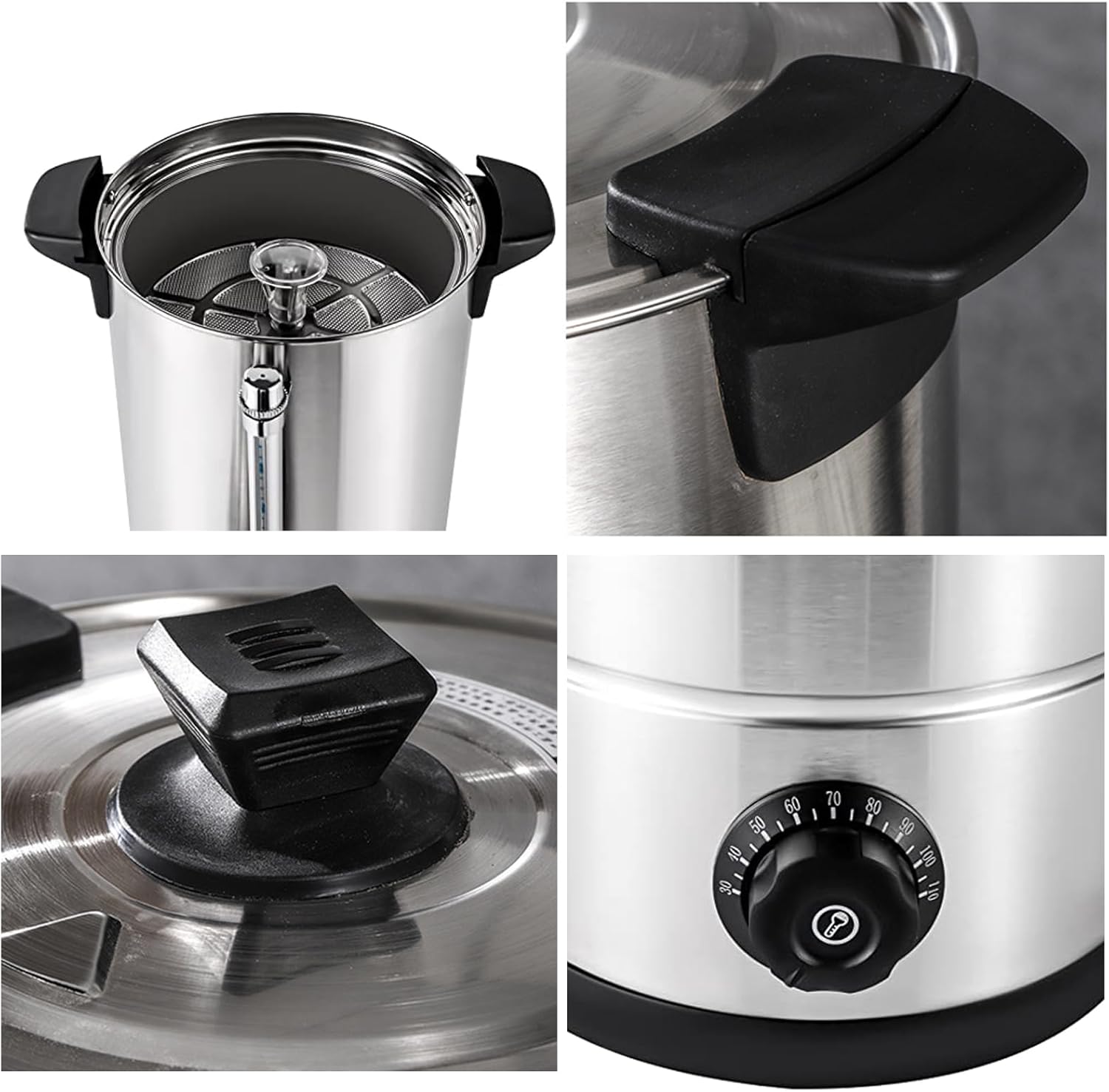 Electric Coffee Urn Hot Water Boiler, Portable Stainless Steel Large Hot Drink Dispenser, Percolator for Cafes, Offices, Tea Houses and Celebrations B 10L / 2.64 gallons