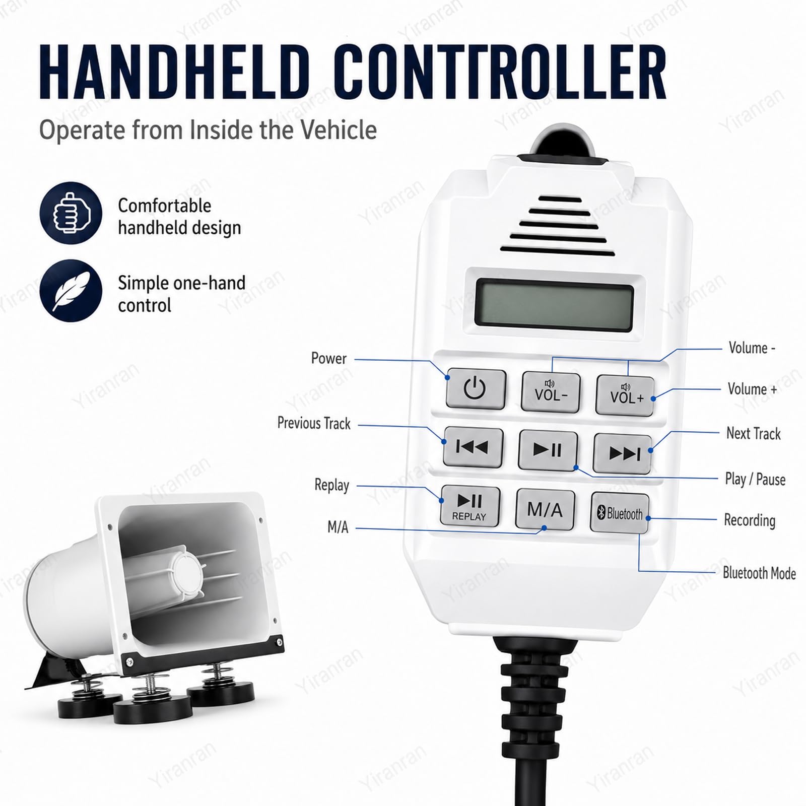 Altoparlante Impermeabile Da Esterno Da 150 W, Megafono Per Auto, Riproduzione Usb/tf, Registrazione Di 520 Secondi, Connessione Intelligente A Telefoni Cellulari E Tablet, Per Veicoli, Sirena