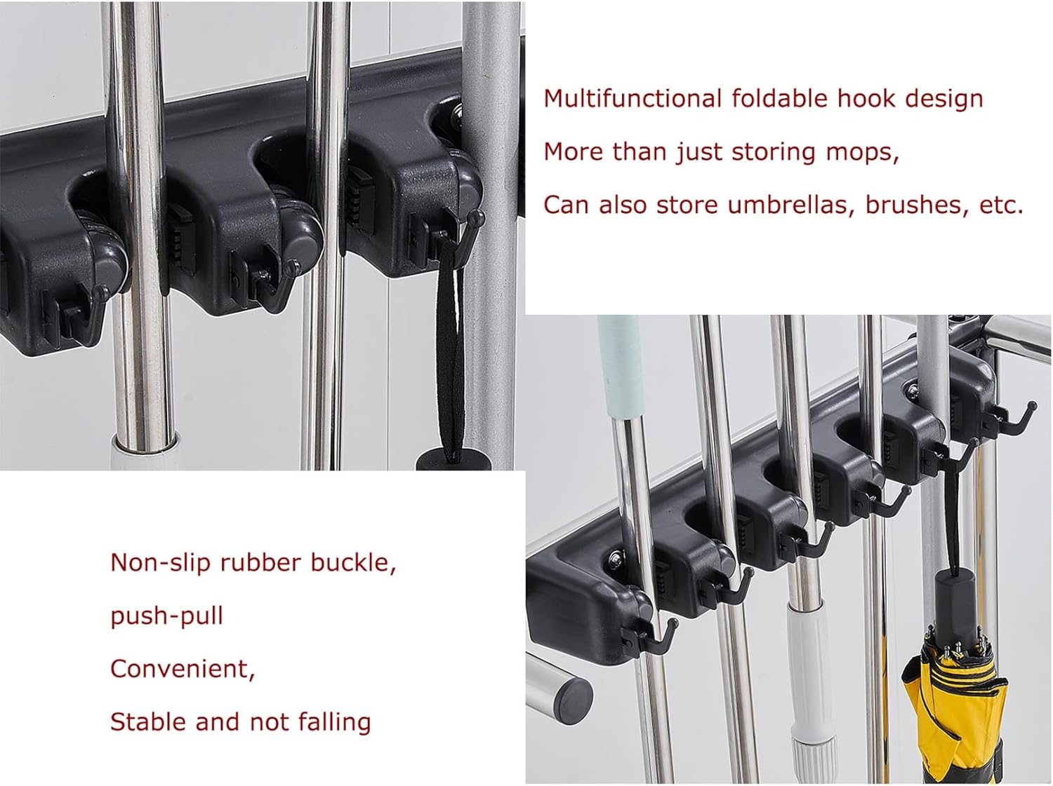 Cleaning Tool Tower Mop Holder Umbrella Stand,Broom and Mop Holder Put Wet Mops Movable Commercial Mop Rack Cleaning Tool Cart Storage for Garden Garage Organizer Mop Drain Rack