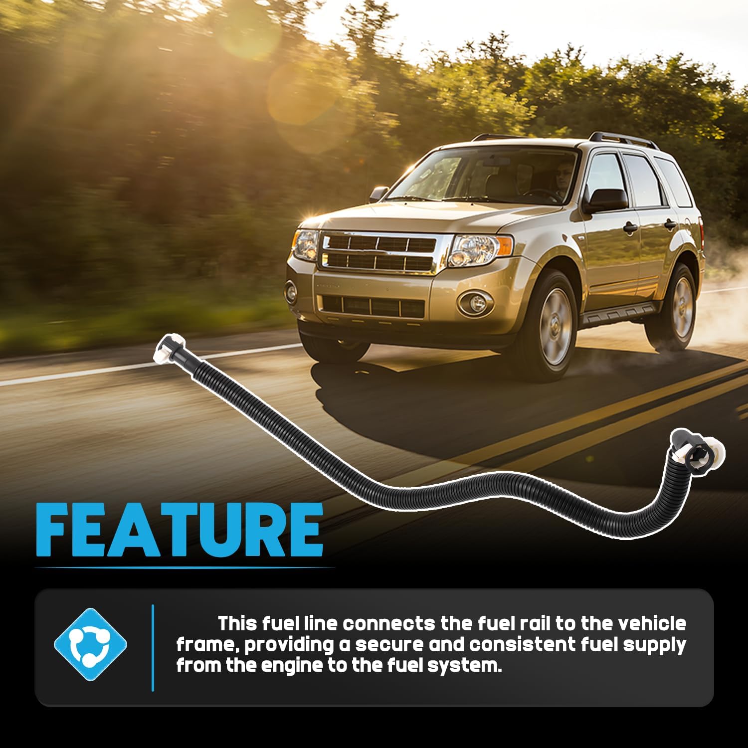9L8Z-9288-B Fuel Line Hose Assembly Fit For Ford Escape 3.0L V6 2009-2012 Fit For Mercury Mariner 3.0L V6 2009-2011 Fuel Line From Rail Down to Frame Replacces 9L8Z9288B