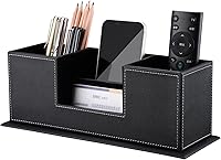 Vista 10 de KINGFOM Organizador de escritorio y accesorios de piel sintética, soporte para lápices para escritorio con soporte para tarjetas de visita, Marrón