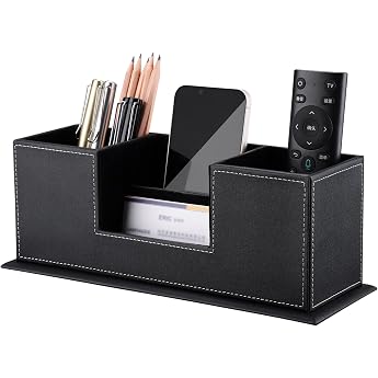 KINGFOM &trade; Desktop PU Leather Storage Box 4 Divided Compartments for Pen Business Card Remote Control Mobile Phone Cosmetics Of