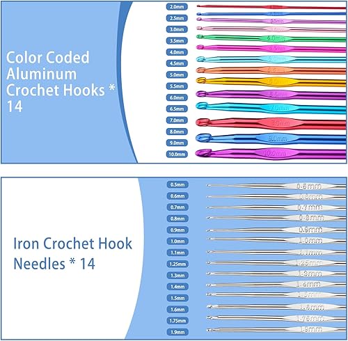 Miniatura 44 de IMZAY Juego de 110 ganchos de ganchillo, juego de agujas de ganchillo con estuche de almacenamiento, agujas ergonómicas para tejer romas, marcador