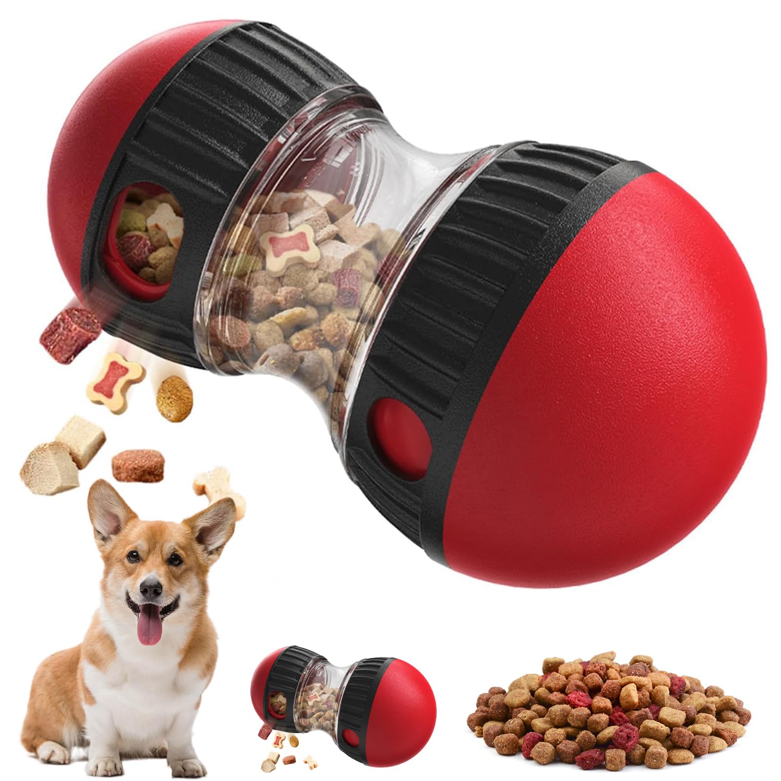 BITOYO Juguetes Interactivos para Perros, Dispensador Comida Perros Ruedas, Juguete Perro Indestructible, Juguete para Perros Alimentador Lento, Entrenamiento De Inteligencia para Perros y Gatos