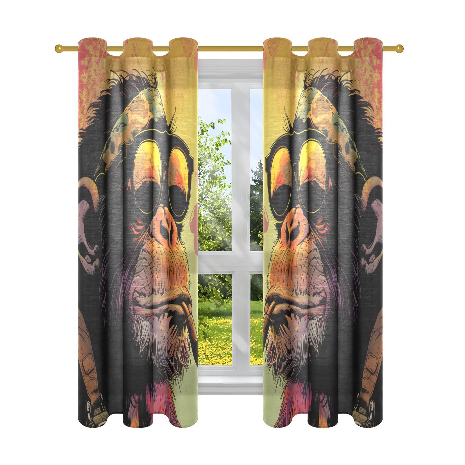 Rideau occultant gorille occultation totale lot de 2 panneaux