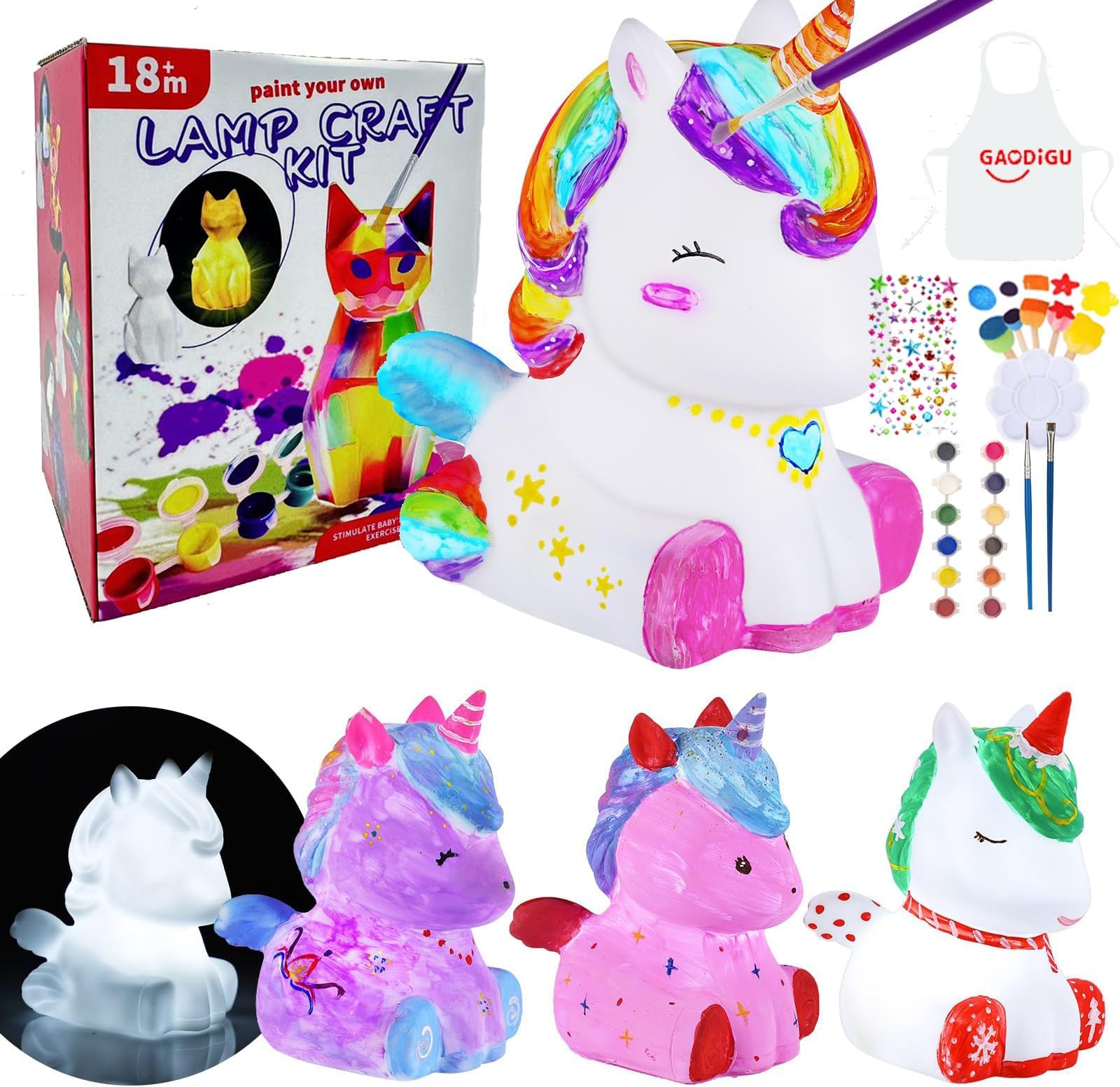 ORCHID M®Paint Your Own Unicorn Lamp Kit, Art Supplies Arts & Crafts Kit, Painting kit for Kids 6-12, Arts and Crafts for Kids, Toys Girls Boy Birthday Christmas Gift Ages 3 4 5 6 7 8 9 10 1 (Unicorn)