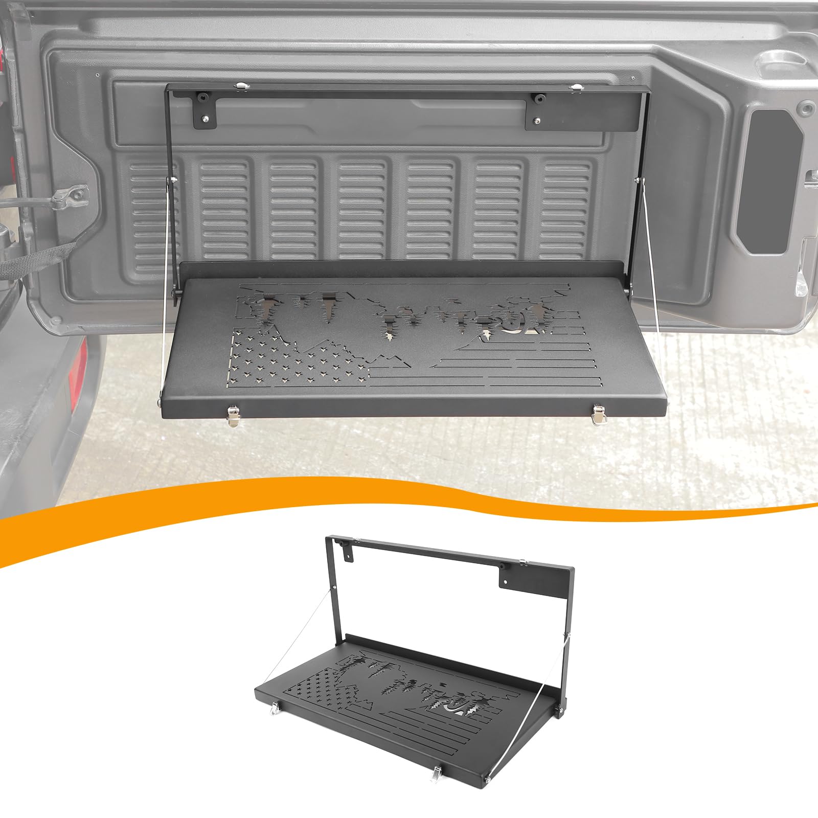 Hoolcar Tailgate Table Rear Door Foldable Table Cargo Shelf Storage Rack Compatible with Jeep Wrangler JL JLU 2018-2023, Support up to 75lb Storage Cargo Luggage Holder Carrier