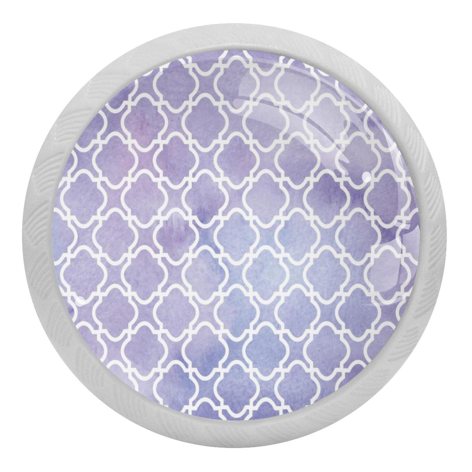 Poignées de tiroir violettes lot de 4 boutons ronds 35mm géométriques pour armoire