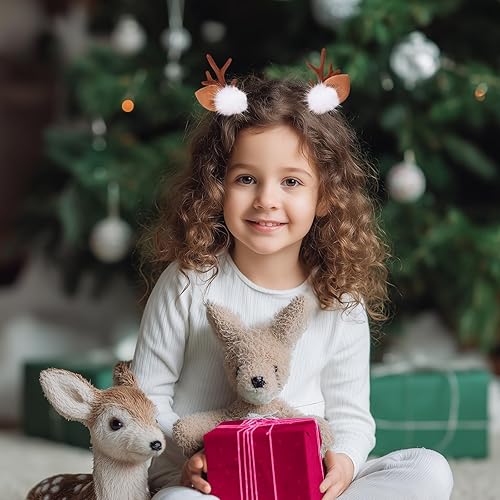 Miniatura 4 de HAOQINA Diadema de cuernos de reno de Navidad, horquillas para el cabello, diademas para niñas, tocados de belleza, accesorios para el cabello,