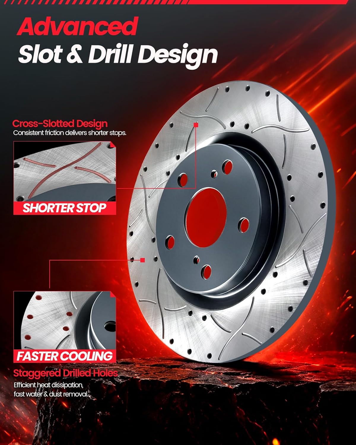 Rear Brake Rotors and Pads Kit Compatible with 2007-2017 Compass