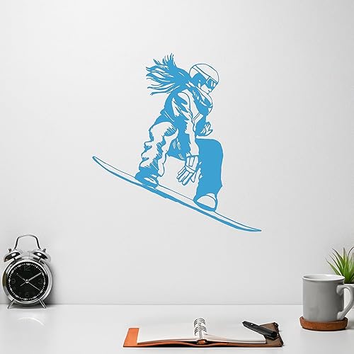 Miniatura 4 de Vinilo adhesivo de pared Snowboarder Niña Snowboard Extreme Sport Pegatinas Gran Decoración (1079ig) Negro