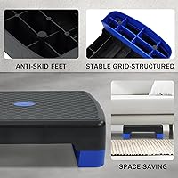 Vista 5 de Fitvids Aerobic Step Platform Trainer with Adjustable 2-Level Risers, 400 Pound Weight Capacity – Non-Slip Exercise Stepper for Cardio, Strength