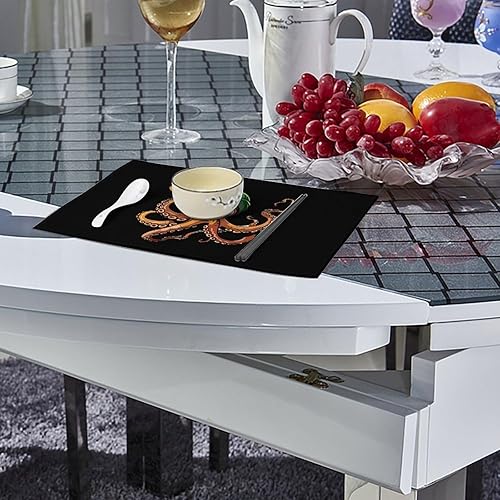 Miniatura 4 de Cephalopod Octopus Placemats Set of 6 Resistant Table Mats Washable Place Mats for Dinner Party Table Decoration