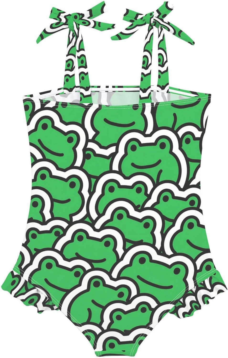 visesunny Toddler Girl Swimsuit Adjustable Strap Swimwear Cartoon Smiling Frog Bathing Suits for Girls 18M-6Y
