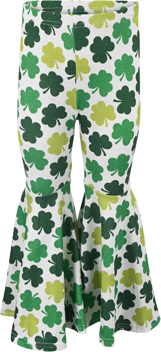 Unique Baby 2 Piece Girls Bell Bottom Leggings Outfit with Short Sleeved Shirt Kid and Toddler Clothes Set - Image 5