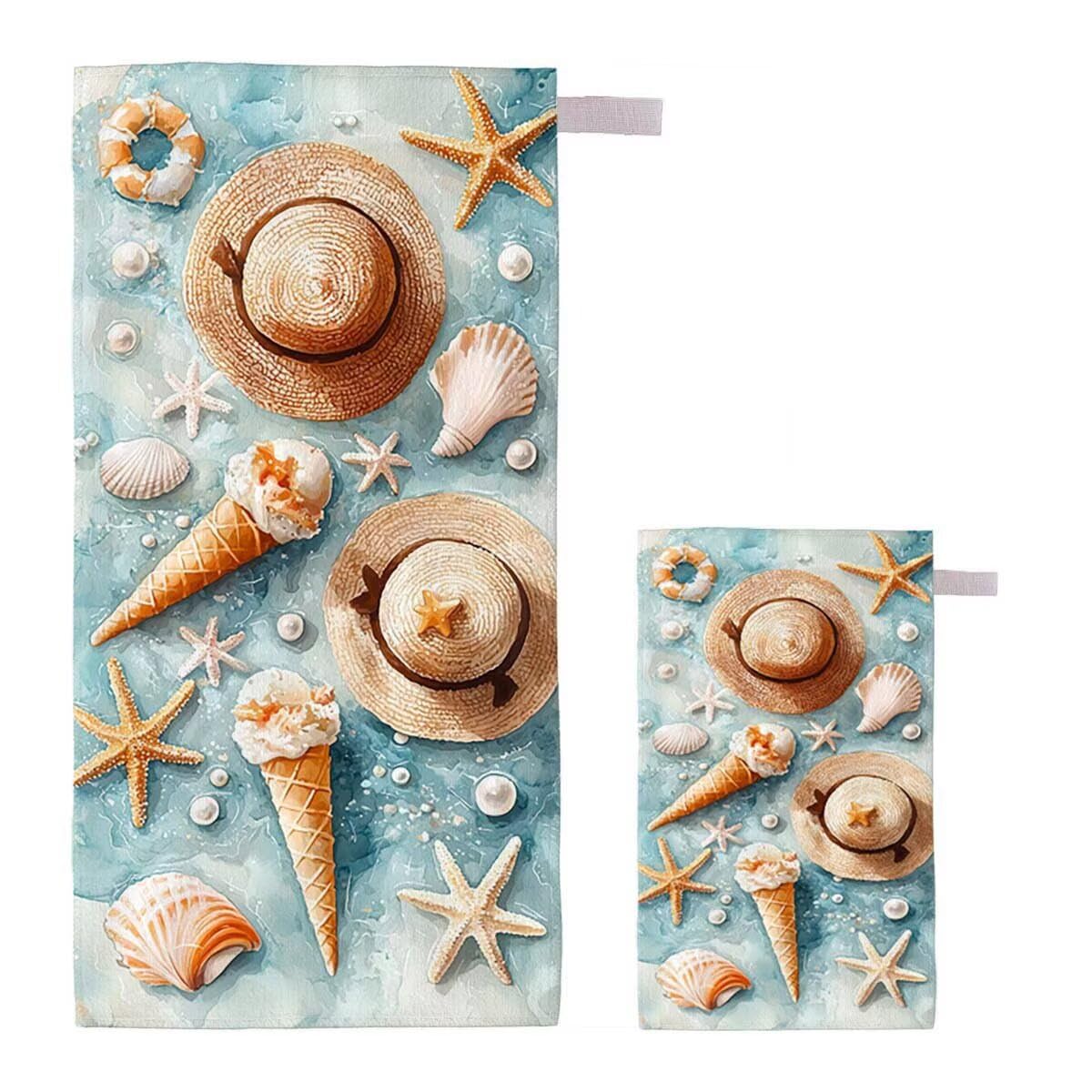 Telo Mare XXL 220x100cm/35x70cm, 2 Set Telo Mare Microfibra Gelato Asciugamano Palestra Uomo, Antisabbia, Leggero, Asciugatura Rapida, Teli da Spiaggia Grandi Accessori per Camping Natation Yoga K-9