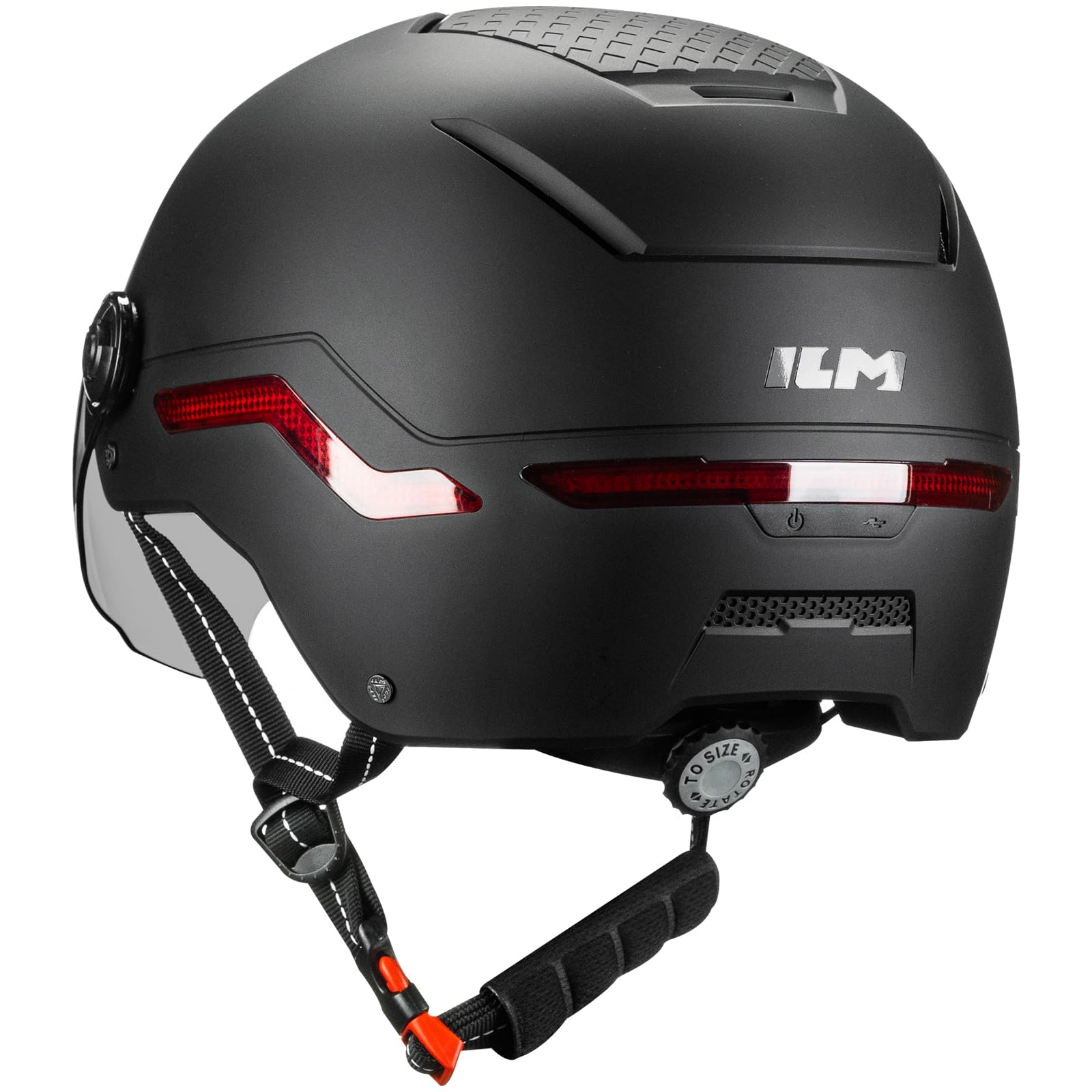 ILM Casco Bici Intelligente Uomo Donna Casco Monopattino Elettrico Adulti con Luce LED e Frecce & Freno con Visiera Omologato NTA-8776 CPSC CE Modello MB101L