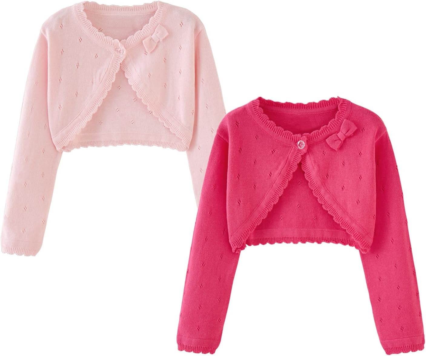 2Pcs Girls' Knit Toddler Cardigan Cotton Soft Button Closure Bolero Shrug Shawl Shirt Sweater