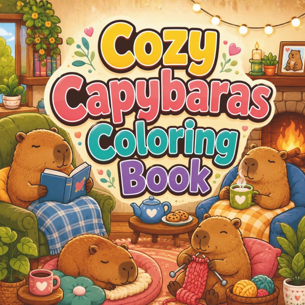 Cozy Capybaras Coloring Book: 40 Adorable and Relaxing Scenes to Color and Enjoy