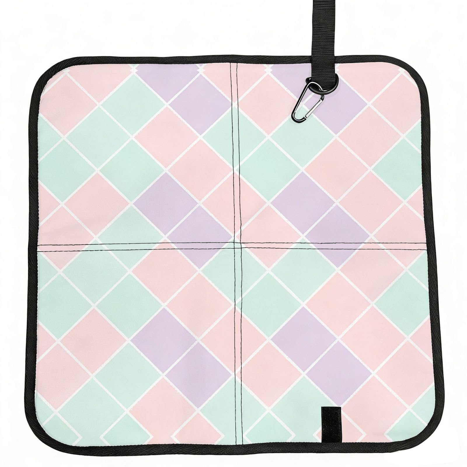 DUYIOKH Pastel Diamond Grid Pattern Print Foldable Portable Seat Cushion for World Cup Games, Camping and Outdoor Activities