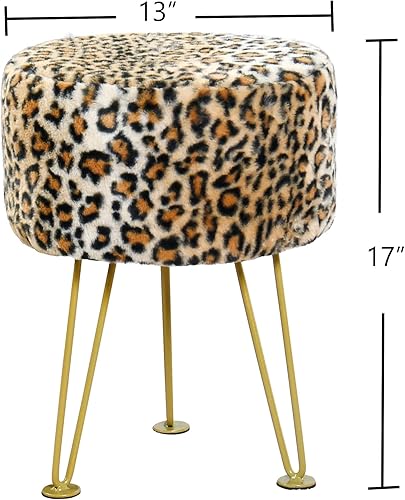 Miniatura 2 de Otomano de piel sintética con estampado de vaca, asiento de banco de entrada suave y mullido, 13 x 13 x 17 pulgadas, mesa auxiliar redonda