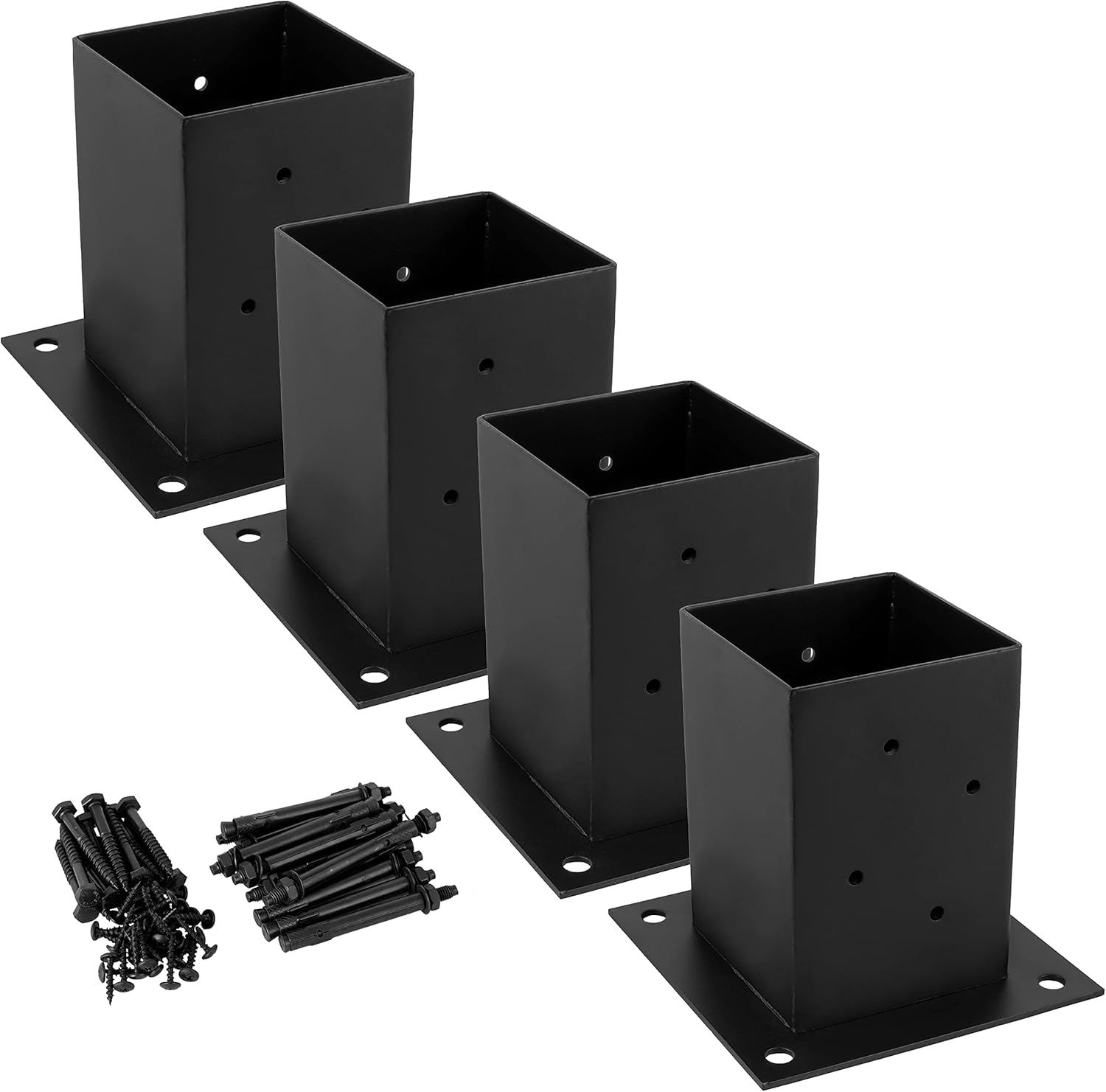 LADECH 4x4 Wood Fence Post Anchor Base, 13GA Thick Steel and Black