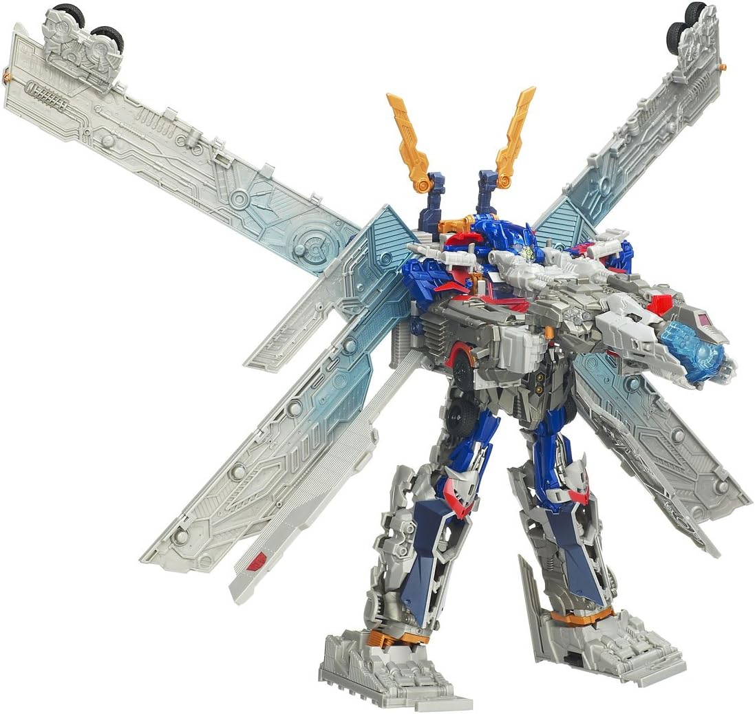 Ultimate Optimus Prime from a rear-side angle, highlighting the large wings and back armor.