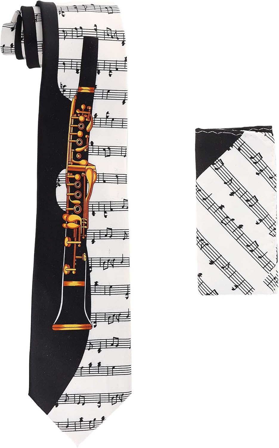 Premium Musical Necktie & Pocket Square Set for Men - Matching Men's Tie Set