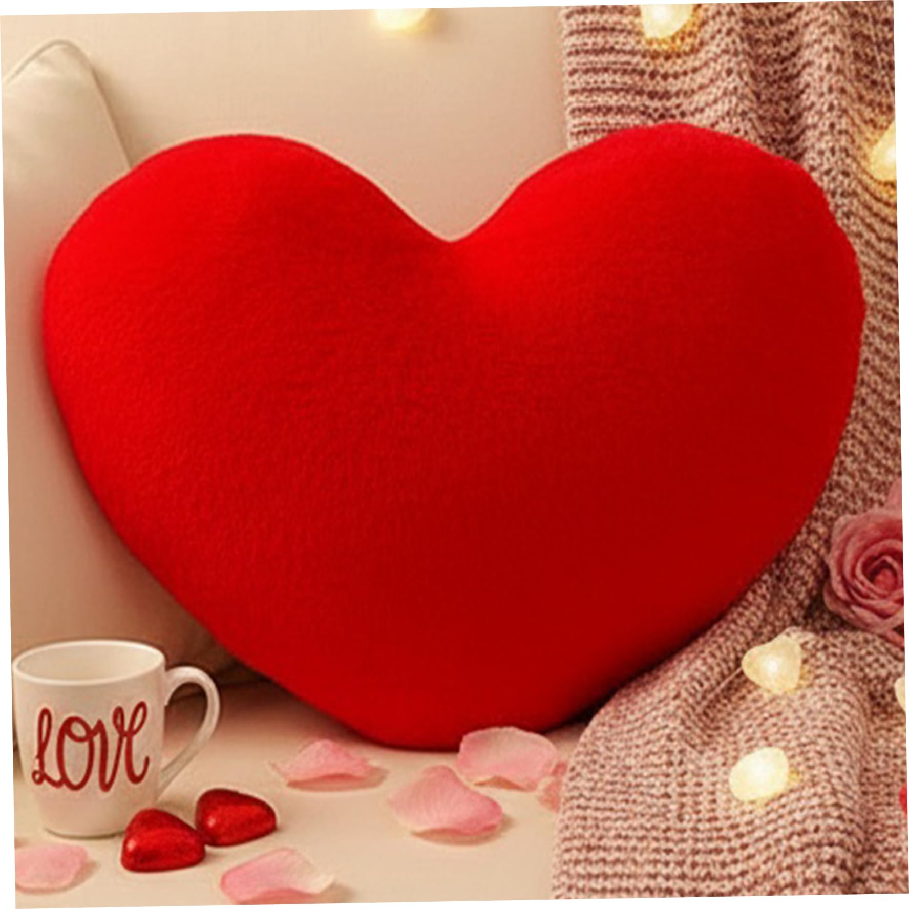 CAKEEYUM Heart Pillow 18x14 Plush Heart Shaped Pillow, Cute Cuddly Fluffy Cushions Decorative Valentines Cushion for Living, Bedroom Decor, Red, Shaped, Pillows