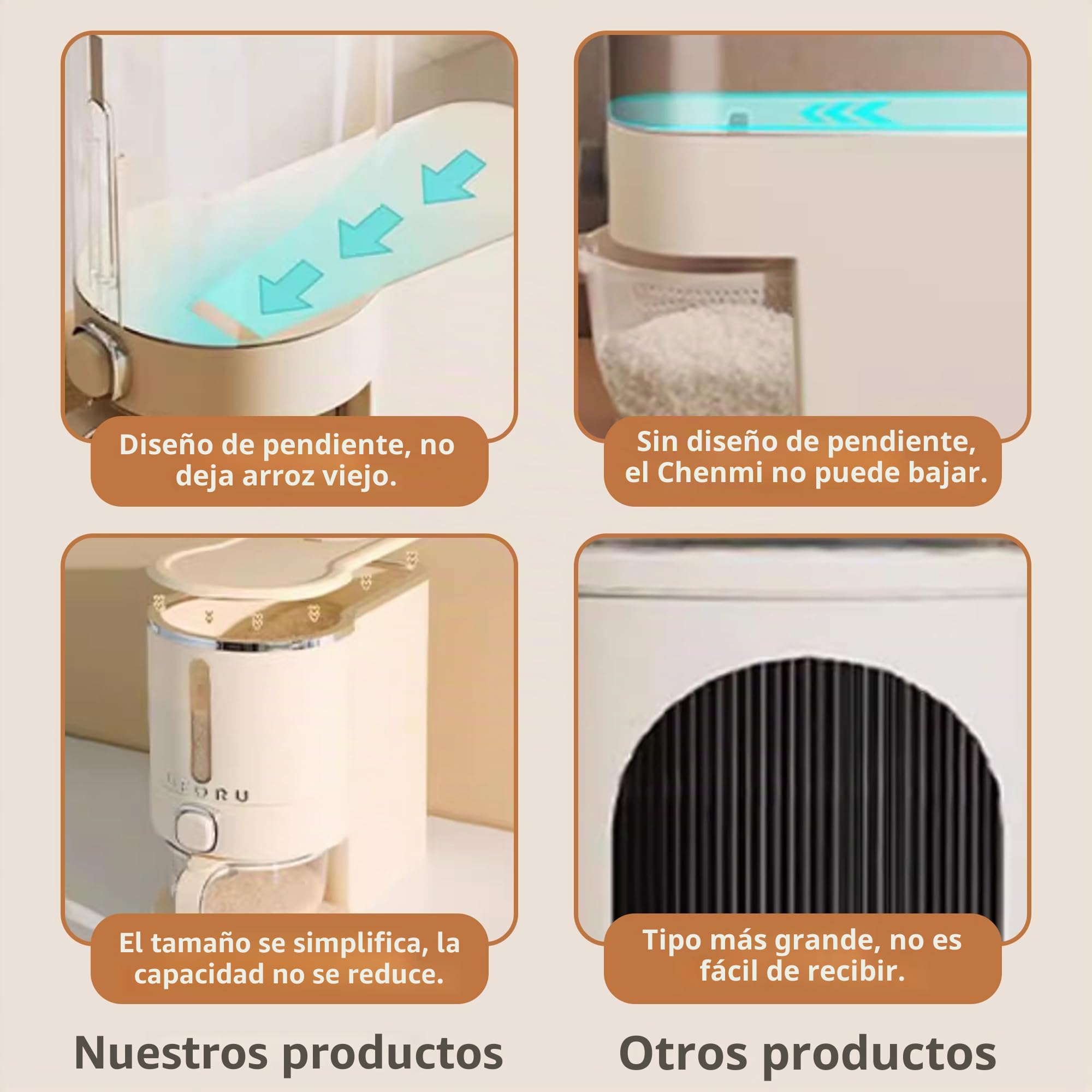 Dispensador de Arroz de 10 libras Contenedor De Almacenamiento de Organizador de Hermético Recipientes de Plástico Herméticos con Tapas