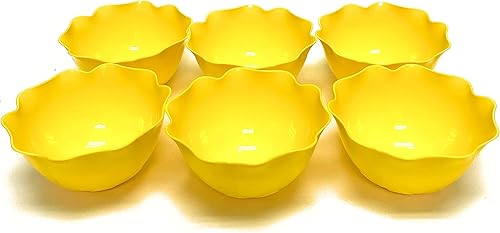 Miniatura 1 de Mintra Hogar Tazones y platos reutilizables, 6 unidades, colección Lotus (amarillo, tazón, 6 unidades, (5.5 pulgadas de ancho x 2.75 pulgadas de