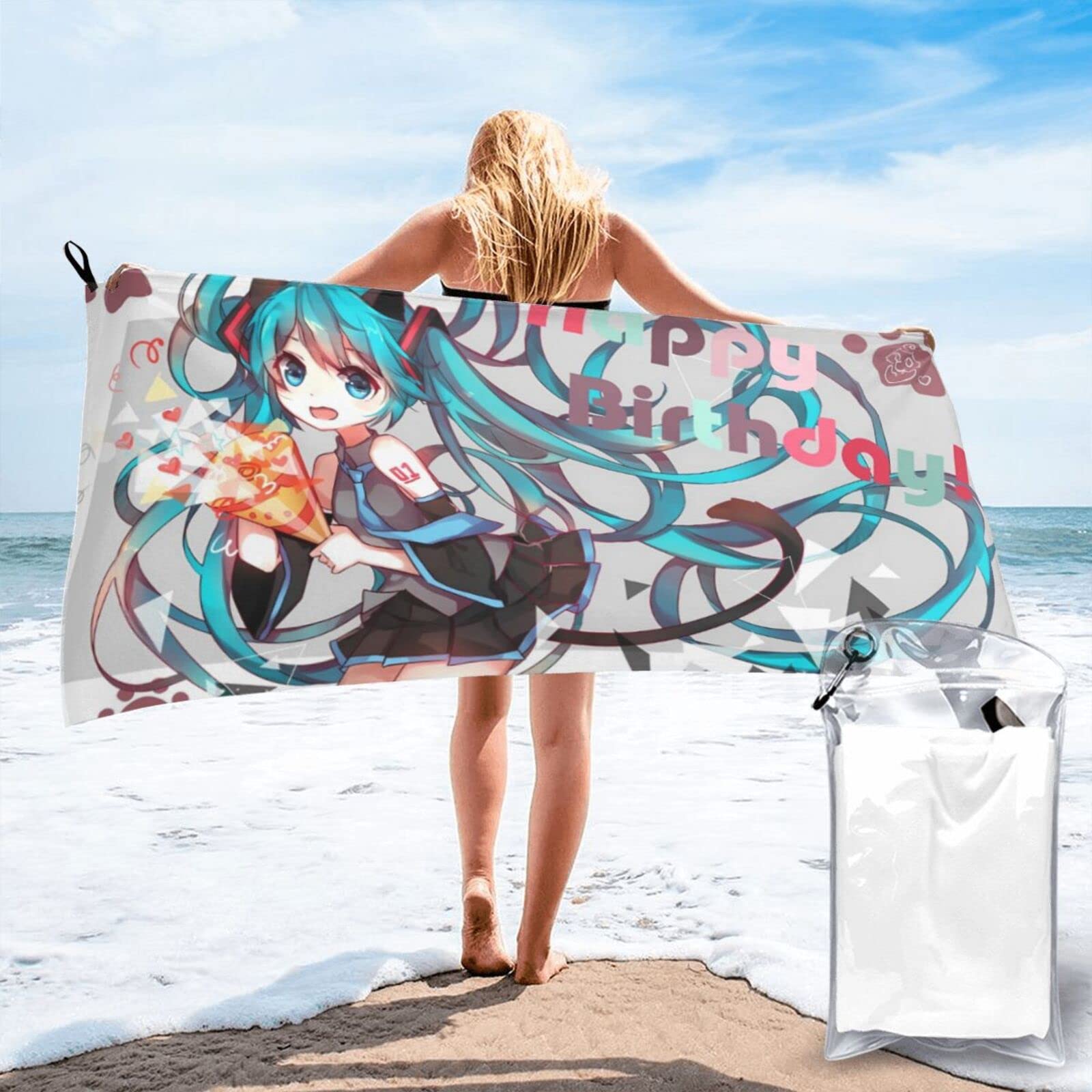 Amazon｜初音 ミク バスタオル 吸水速乾 大判タオル ふわふわ バス