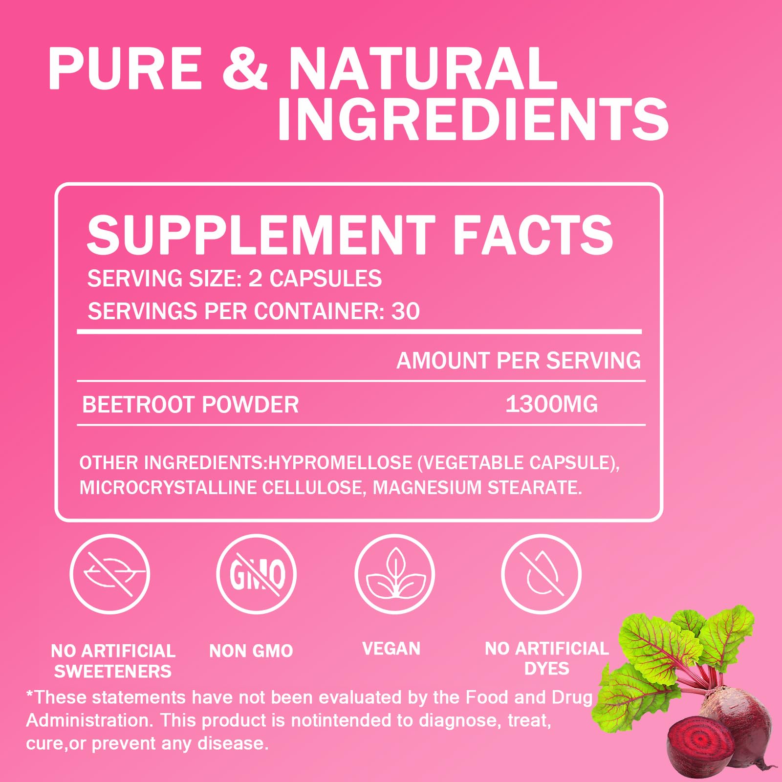 Beet Root Capsules – 1300mg Beetroot Powder for Natural Energy & Endurance Support, Non-GMO, 60 Capsules, 30-Day Supply (1pc) — Amazon image 8