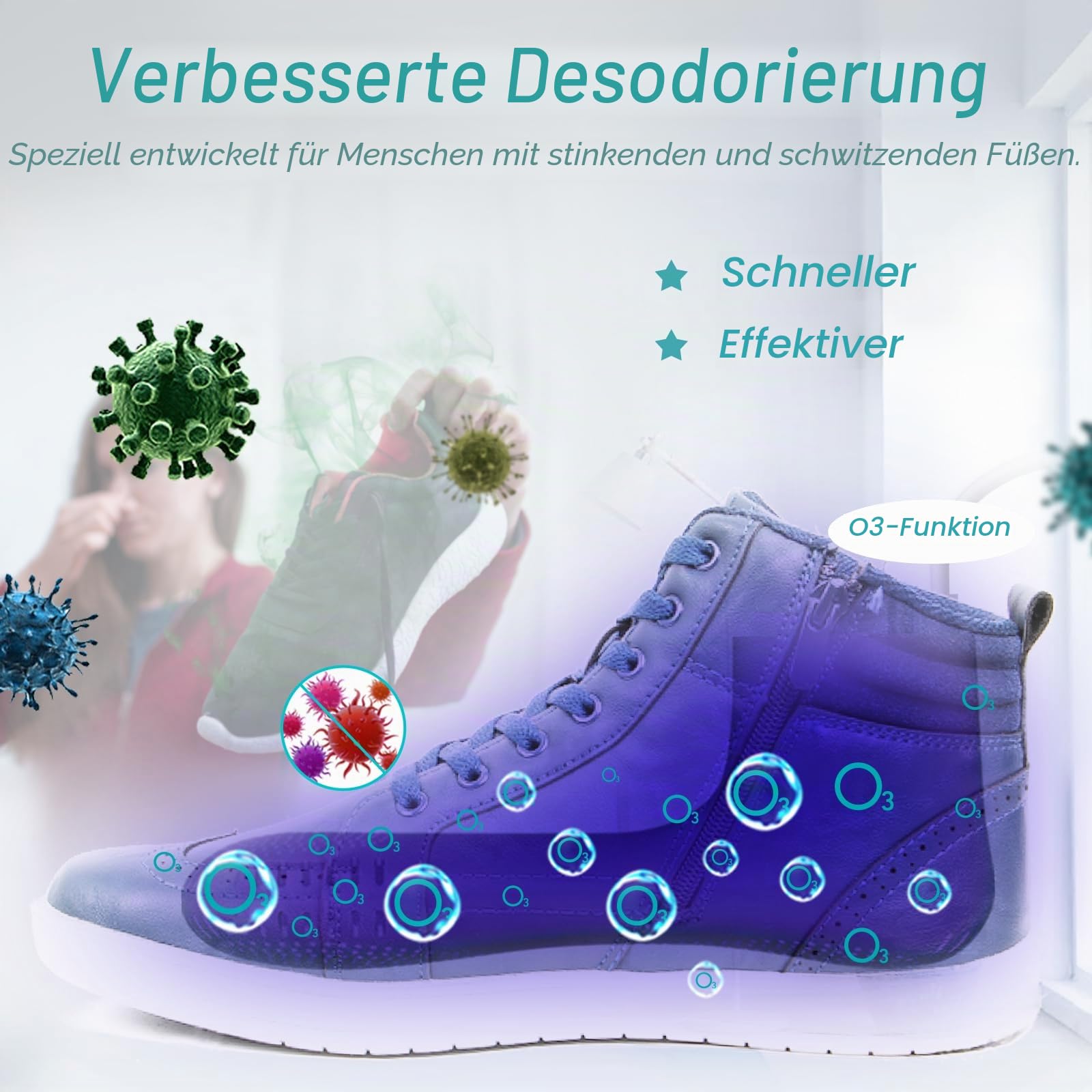 Ozon Schuhtrockner Elektrisch Stiefeltrockner Schuhwärmer Stiefelwärmer - Ozone Deodorizer mit Timer-Funktion | Kein Rauschen | Starker Draht | EU-Stecker