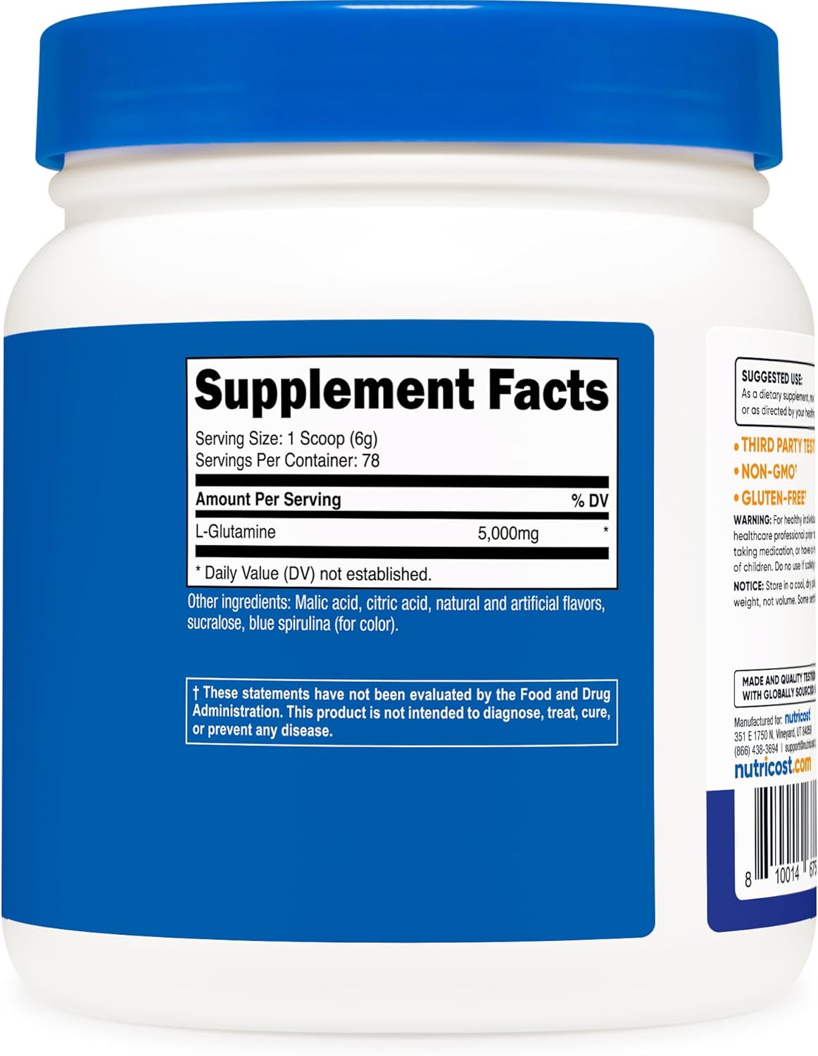 Nutricost L-Glutamine Powder (500 Grams) (Blue Raspberry) - Image 5