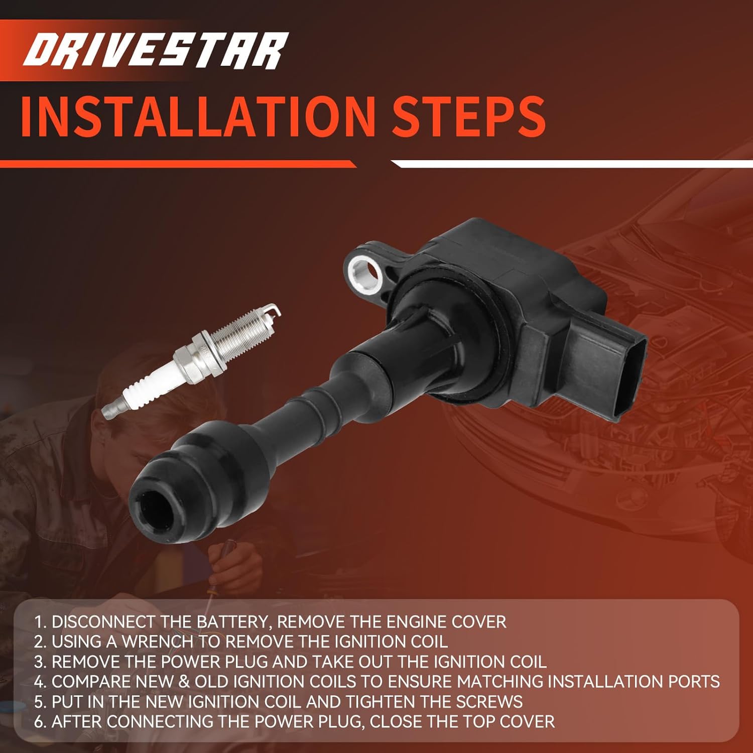 DRIVESTAR Set of 8 UF510 Ignition Coils & Ignition Spark Plugs Compatible with 2004-2006 Infiniti QX56, 2004-2017 Nissan Armada/NV 2500/3500/ Pathfinder Armada/Pathfinder/Titan