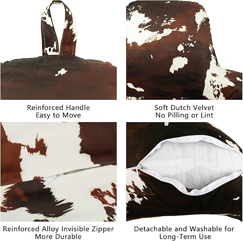 Miniatura 5 de Quhrezw Almohada de lectura con estampado de vaca, almohada de apoyo de espalda para adultos, almohadas de respaldo con brazos para sentarse en la