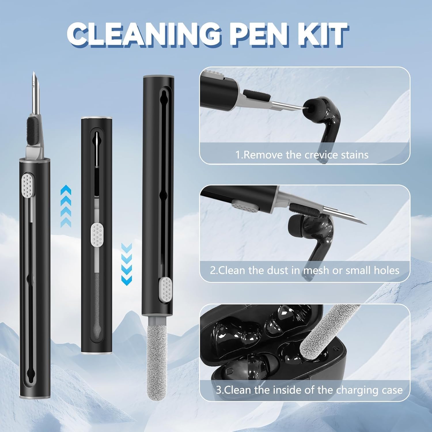 Silicone Case for TAGRY X08 Wireless Earbuds Case, Compatible with TAGRY Bluetooth Headphones True Wireless Earbuds with Keychain with Cleaning Pen - Pink - Image 5