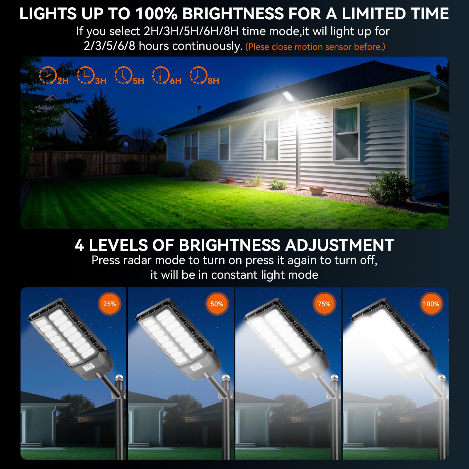 800W Solar Straßenlaterne mit Fernbedienung,IP66 Wasserdichte Solarlampen für Außen mit Bewegungssensor,6500K Solarleuchten Superhelles LED Solar Strahler Außen für Gärten,Garage,Straßen
