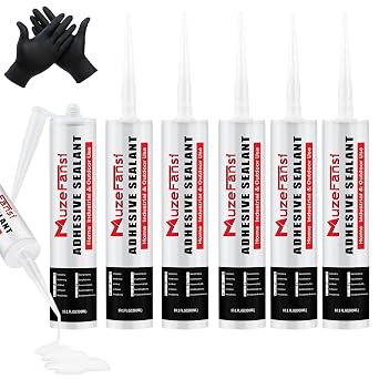 RV Silicone sealant 6Pack, Self-Leveling Lap Sealant for RV Roofs,White RV Caulking Lap Sealants for Camper Trailer Roof Window, Waterproof RV Silicone Sealants Roofing Repair Kit