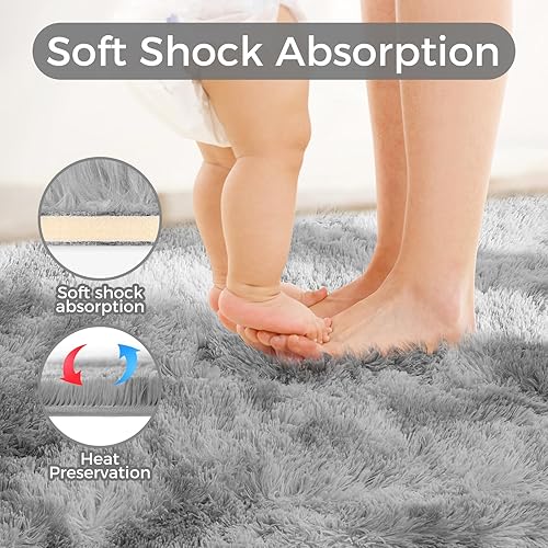 Miniatura 6 de Alfombra de lujo de 5 x 8 pies, para interiores, ultra suave, para sala de estar, alfombra para niños y niñas, dormitorio del bebé, decoración del